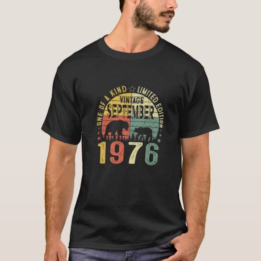 ヴィンテージベア1976年9月45日誕生日レトロ45 Tシャツ (正面)