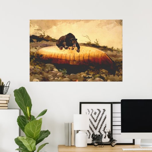 ヴィンテージベア&カヌーウィンスローホーマー1895 ポスター (ホームオフィス)