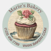 ヴィンテージベイカーケーキカテラーカップケーキベーカリー ラウンドシール (正面)