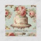 ヴィンテージベイカーパティシエベーカリー結婚ズケーキ スクエア名刺 (正面)