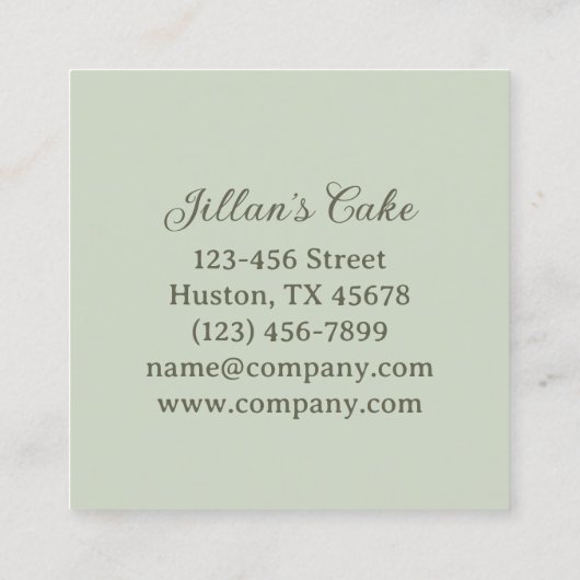 ヴィンテージベイカーパティシエベーカリー結婚ズケーキ スクエア名刺 (裏面)