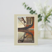 ヴィンテージベイタリアンニス旅行ポスターゴンドラ ポストカード (スタンド正面)