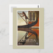 ヴィンテージベイタリアンニス旅行ポスターゴンドラ ポストカード (正面/裏面)