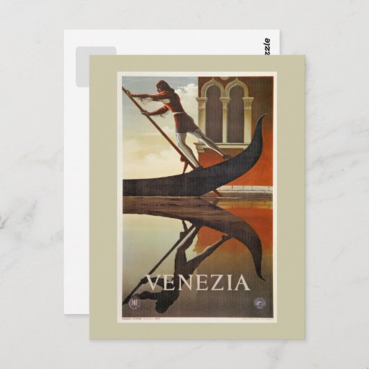 ヴィンテージベイタリアンニス旅行ポスターゴンドラ ポストカード (正面/裏面)