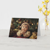 ヴィンテージベイビークリスマスカード カード (黄色い花)