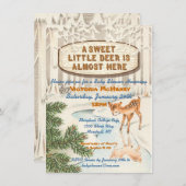 ヴィンテージベイビーシャワーウィンターウッドランドディアー招待状 招待状 (正面/裏面)