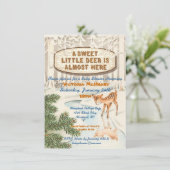 ヴィンテージベイビーシャワーウィンターウッドランドディアー招待状 招待状 (スタンド正面)