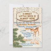 ヴィンテージベイビーシャワーウィンターウッドランドディアー招待状 招待状 (正面)