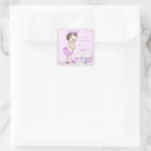 ヴィンテージベイビーシャワーガールかわいらしカップケーキ スクエアシール (バッグ)