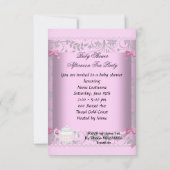ヴィンテージベイビーシャワーガールピンクベビーinティーカップ3 招待状 (裏面)