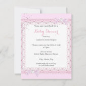 ヴィンテージベイビーシャワーガールピンク傘カップケーキ 招待状 (裏面)