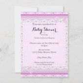 ヴィンテージベイビーシャワーガールラベンダーレースカップケーキ 招待状 (裏面)