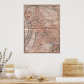 ヴィンテージベオグラードのセルビアの地図（1905年） ポスター (キッチン)