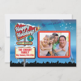 ヴィンテージベガスネオンサインのクリスマスフォトカード 招待状