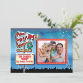 ヴィンテージベガスネオンサインのクリスマスフォトカード 招待状 (スタンド正面)