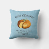 ヴィンテージベギフランスのービーガンパンプキンブルー クッション (裏面)