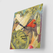 ヴィンテージベジタブルガーデンアートラージクロック スクエア壁時計 (傾斜)