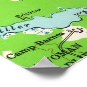 ヴィンテージベタニービーチデラウェアの地図(1954年) ポスター (角)