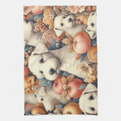 ヴィンテージベッドリントンテリアシームレス キッチンタオル (縦)