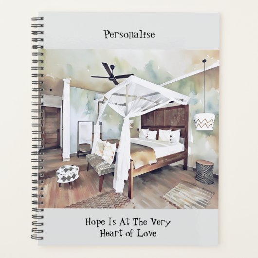 ヴィンテージベッドルームデコールホープ引用文ジャーナル プランナー手帳 (正面)