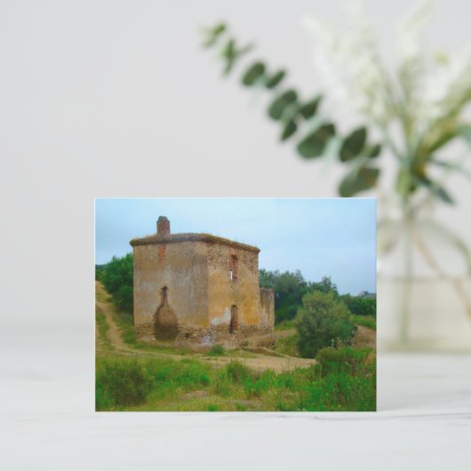 ヴィンテージベナン焼け落ちた農家 ポストカード (スタンド正面)