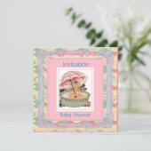ヴィンテージベビシャワーピンクブルー 招待状 (スタンド正面)