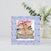 ヴィンテージベビシャワーピンクブルー 招待状 (スタンド正面)