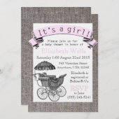 ヴィンテージベビビクトリアンーシャワー招待状 招待状 (正面/裏面)