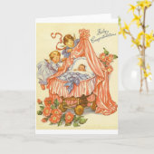 ヴィンテージベビーおめでとうグリーティングカード カード (黄色い花)