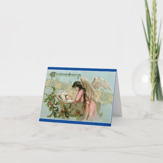 ヴィンテージベビーとエンジェルクリスマスカード シーズンカード (正面)