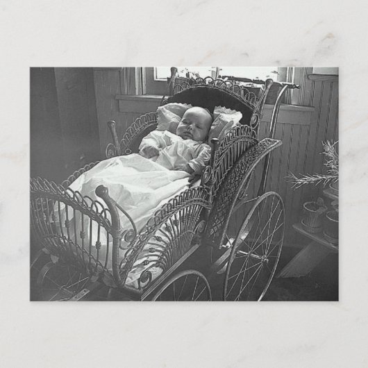 ヴィンテージベビーとベビーカー ポストカード (正面)