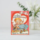 ヴィンテージベビーと子犬は針の点バレンタイン シーズンポストカード (スタンド正面)