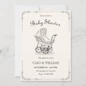 ヴィンテージベビーのベビーシャワー 招待状 (正面)