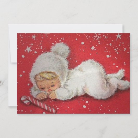 ヴィンテージベビーの初めてのクリスマス シーズンカード (正面)