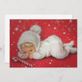 ヴィンテージベビーの初めてのクリスマス シーズンカード (正面/裏面)