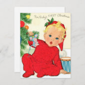 ヴィンテージベビーの初めてのクリスマス シーズンカード (正面/裏面)
