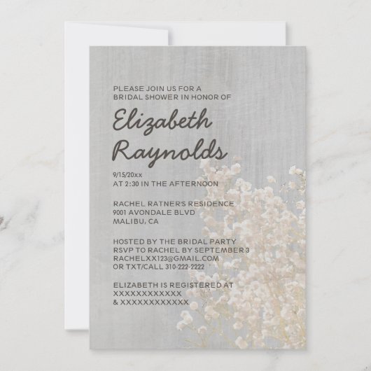 ヴィンテージベビーの息のブライダルシャワー招待状 招待状 (正面)