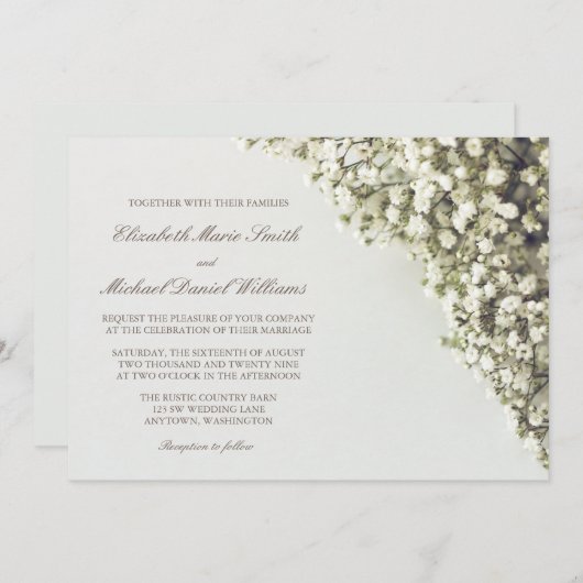 ヴィンテージベビーの息の結婚式招待状 招待状 (正面/裏面)