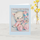 ヴィンテージベビーの最初の誕生日カード カード (黄色い花)