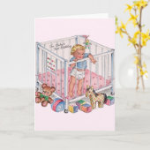 ヴィンテージベビーの最初の誕生日グリーティングカード カード (黄色い花)