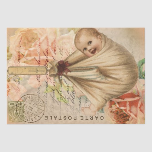 ヴィンテージベビーはがきデコページティッシュペーパー 薄葉紙 (正面)