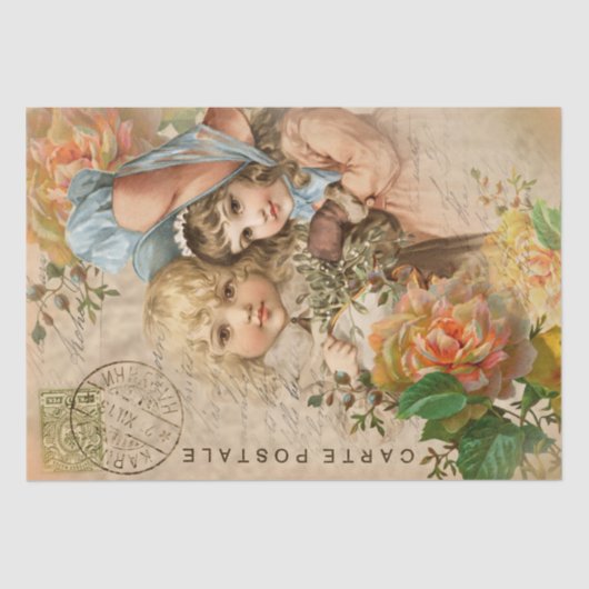 ヴィンテージベビーはがき切り離しティッシュペーパー 薄葉紙 (正面)