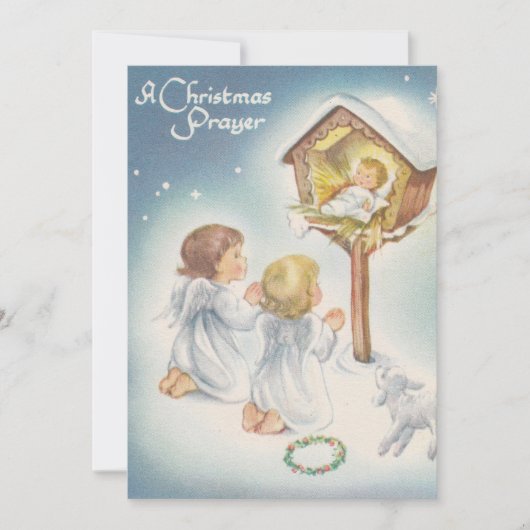 ヴィンテージベビーイエスと天使のクリスマス シーズンカード (正面)