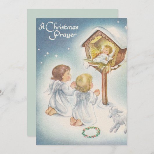 ヴィンテージベビーイエスと天使のクリスマス シーズンカード (正面/裏面)