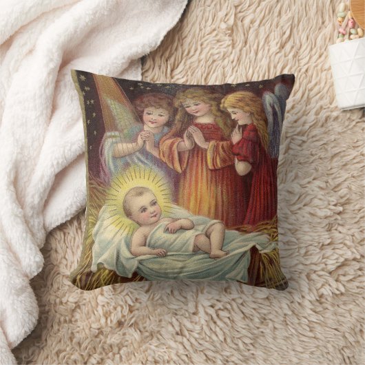 ヴィンテージベビーイエスインマンガー装飾用クッション クッション (ブランケット)