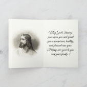 ヴィンテージベビーイエス&マドンナ宗教的クリスチャン シーズンカード (内部)