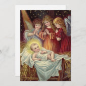 ヴィンテージベビーイエズインマンガークリスマスカード シーズンカード (正面/裏面)