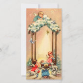 ヴィンテージベビーエンジェル出生シーンクリスマス シーズンカード (正面)