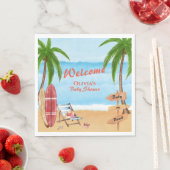 ヴィンテージベビーオンボードサーフィンベビーシャワーウェルカム スタンダードランチョンナプキン (インサイチュ)