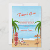 ヴィンテージベビーオンボードビーチサーフィンベビーシャワー サンキューカード (正面)